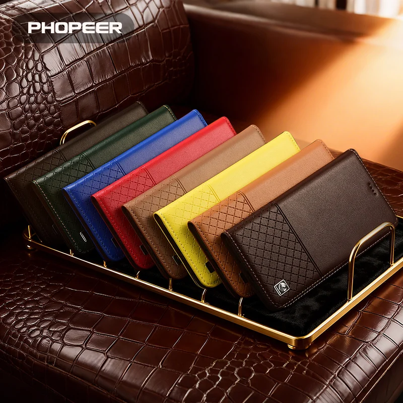 Luxury Genuine Leather Phone Case For Xiaomi Civi 5 4 3 2 1 S Pro Mix 4 3 2S CC9 E Pro Mi A3 2 1 Lite Nappa pattern with square
