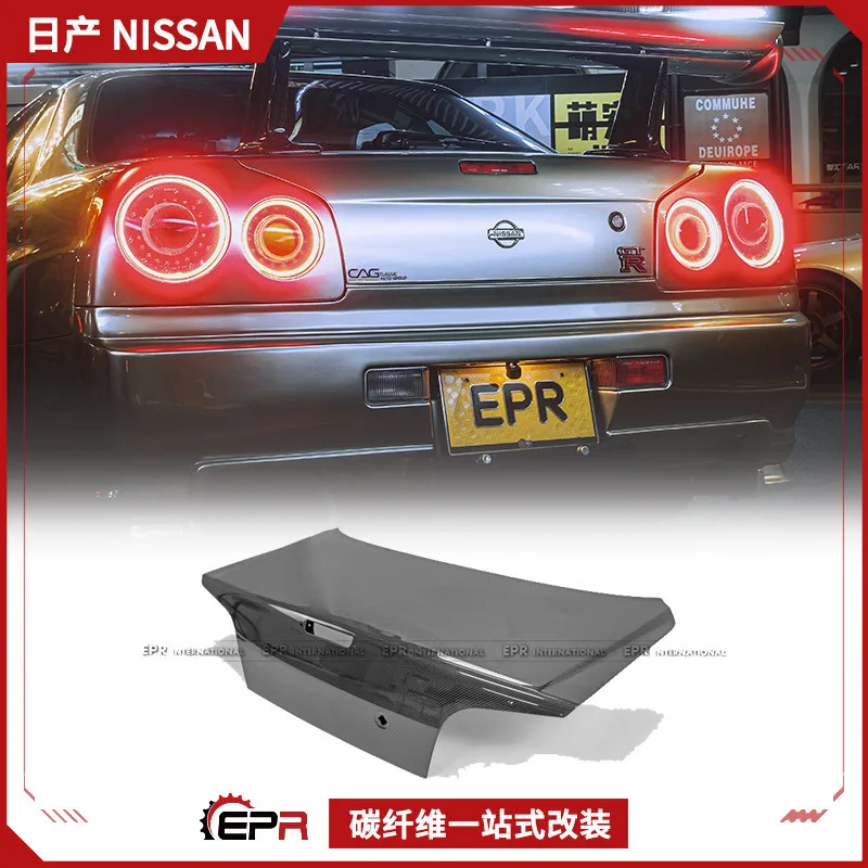 

Suitable for Nissan GTR R34 4-door version, carbon fiber OE original model, rear tail cover, trunk cover, rear cover.