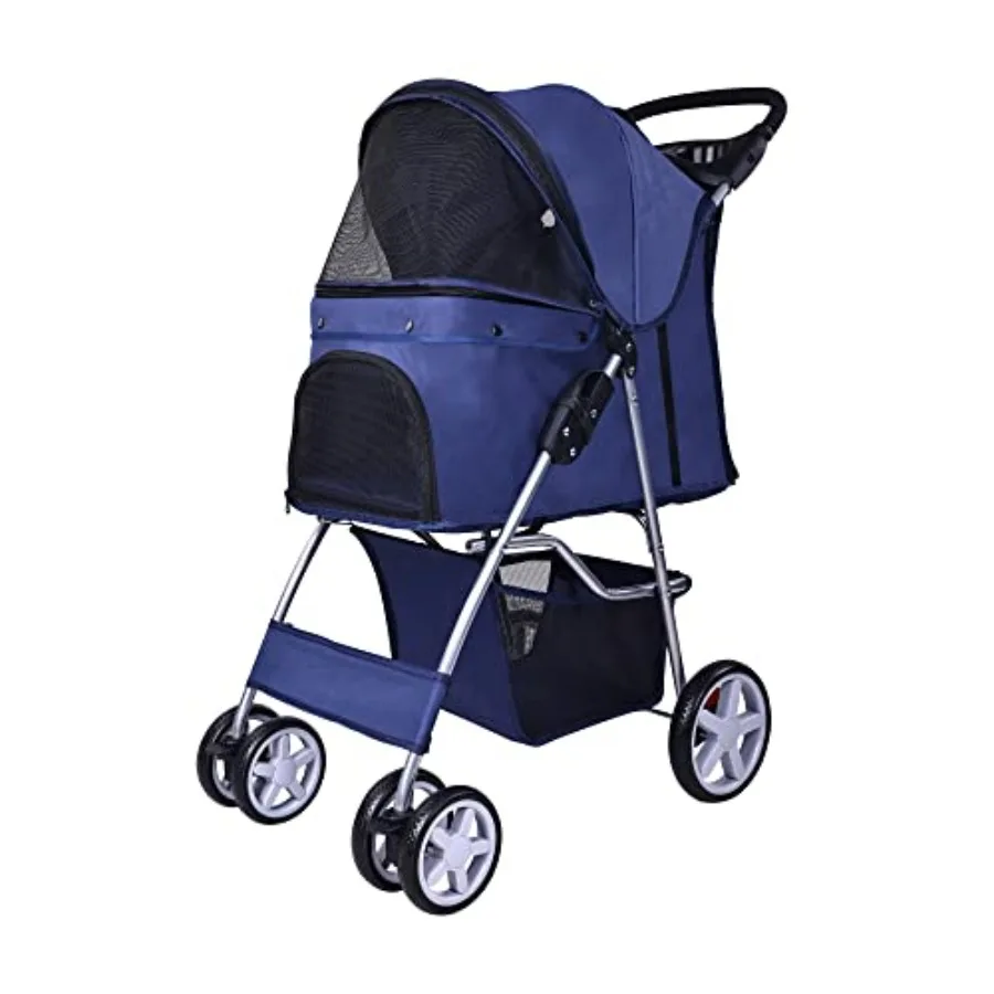 

Pet Stroller 4 Wheels Multifunction Dog Cat Stroller Folding Portable Travel Stroller with Detachable Carrier Suitable for Medi