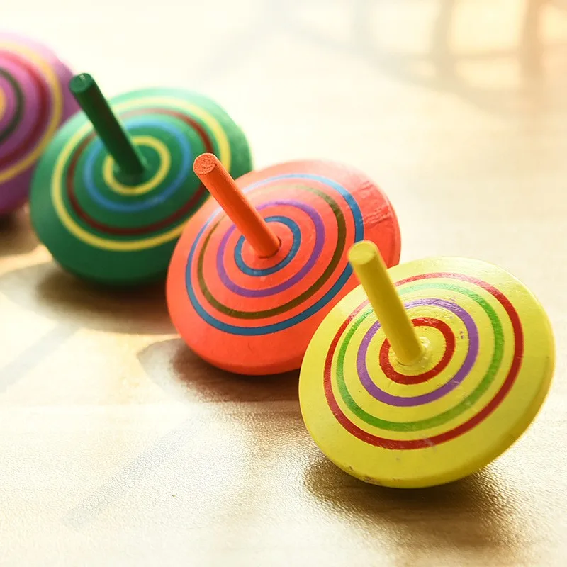 

10-1Pcs Color Wooden Spinning Tops Table Gyro Toy Party Favors Kids Handmade Painted Spinner Vintage Craft Spin Top Child Gift