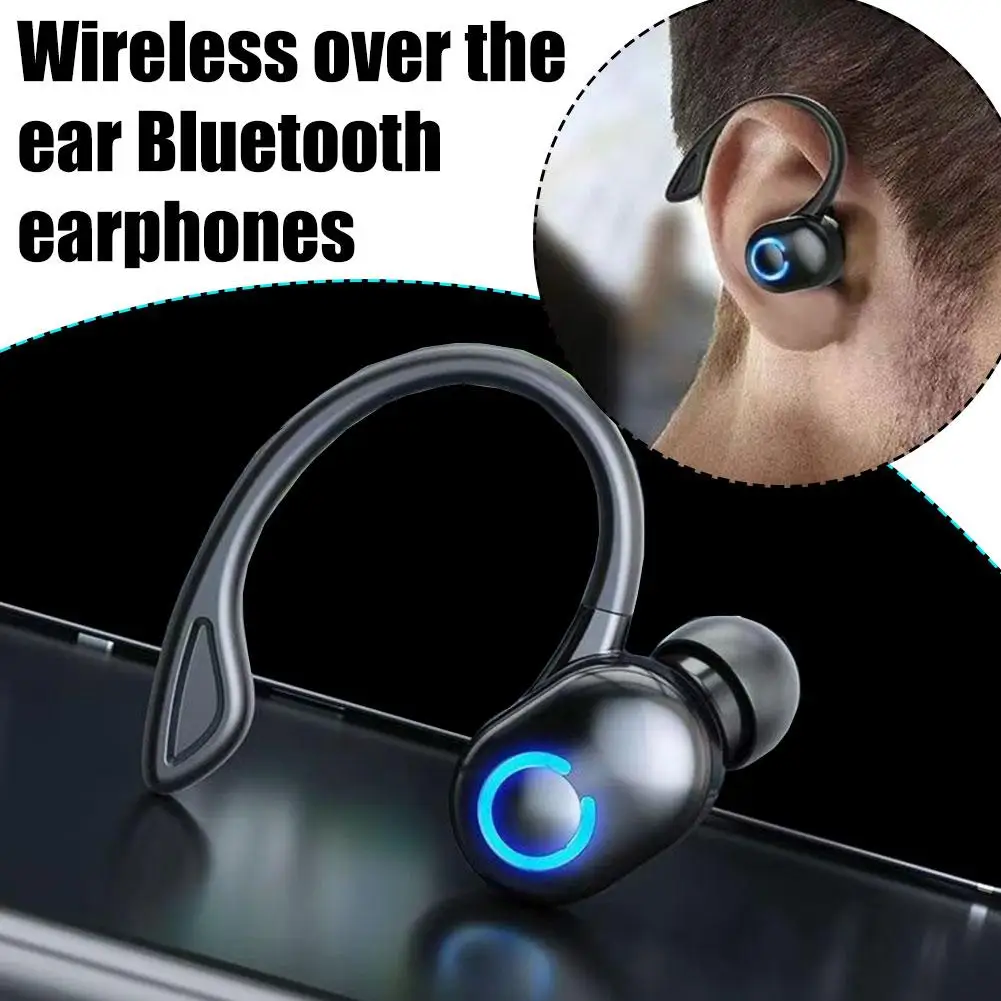 Fone de Ouvido Bluetooth 5.2 Sem Fio com Gancho de Orelha Único, Bateria de Longa Duração, Fone de Ouvido Empresarial para Celular