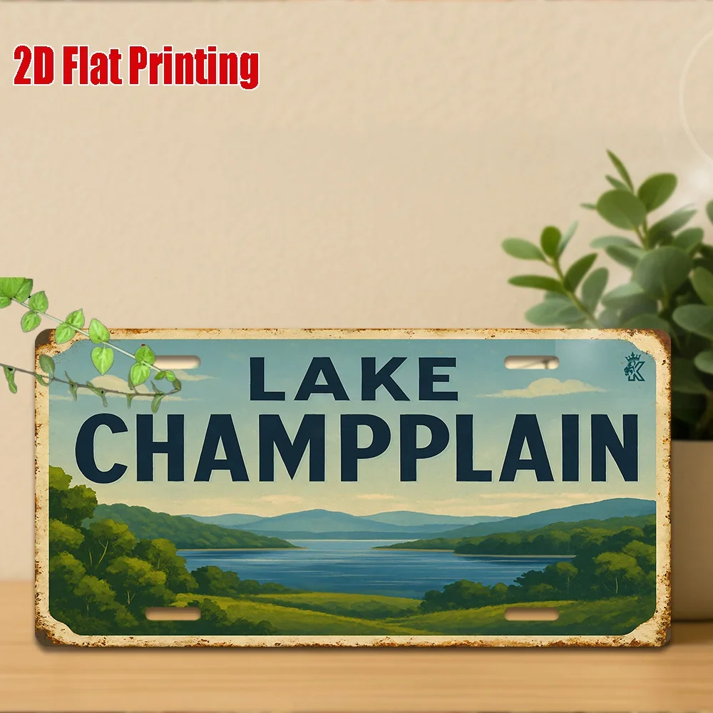 2D Flat, 1pc Retro License Plate Aluminum Sign, Rustic Home Kitchen Restaurant Decor,Perfect Gift for Adults,Travel Enthusias