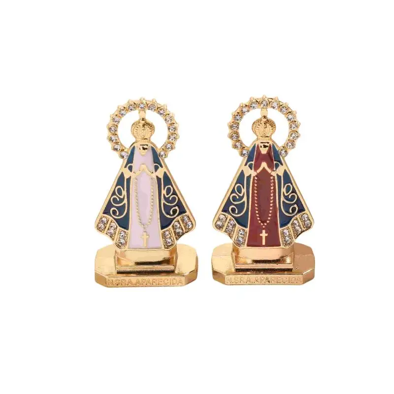 Alloy Cross Prayer Figurine Antique Finish Classic Religious Statue for Bedroom Desktop Home Decor Gift for Catholics