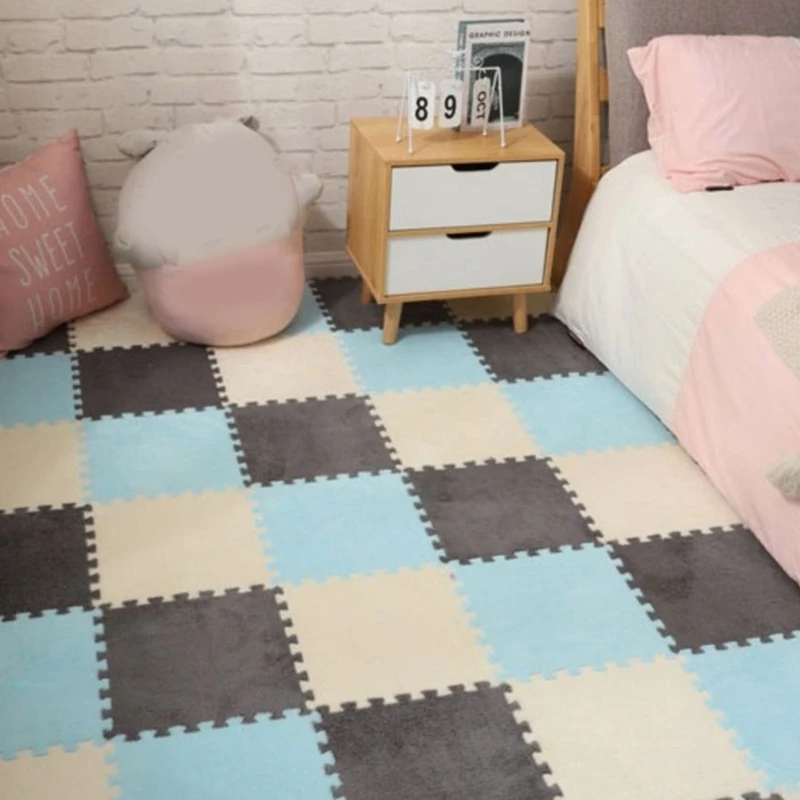 Alfombra felpa para mesita noche, cojín suelo para habitación niños, estilo Ins, 10 Uds.