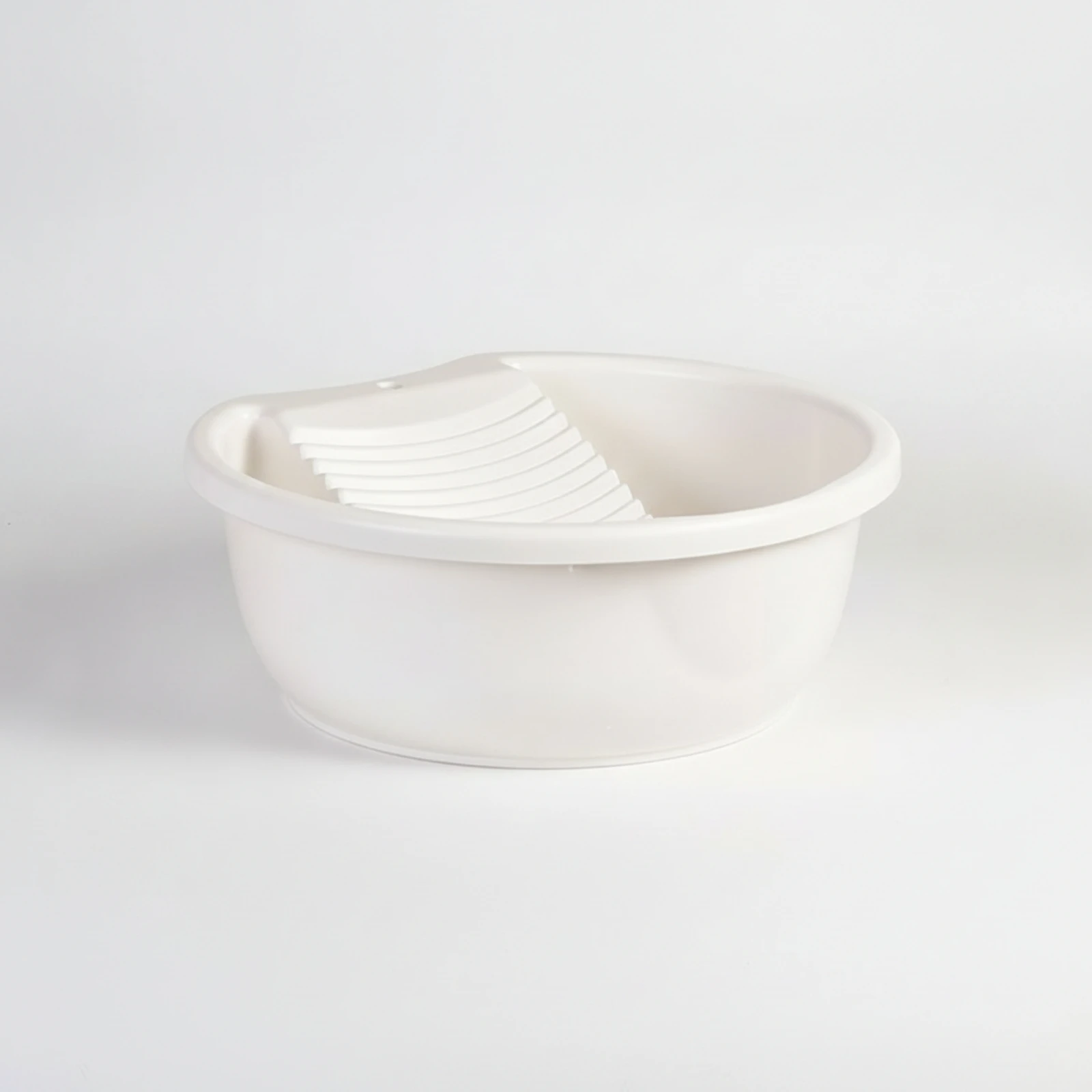 Wash Basin with Washboard Shallow Laundry Basin with Scrub Board Hand Washing Bowl Lightweight Tub Space-Saving for Students