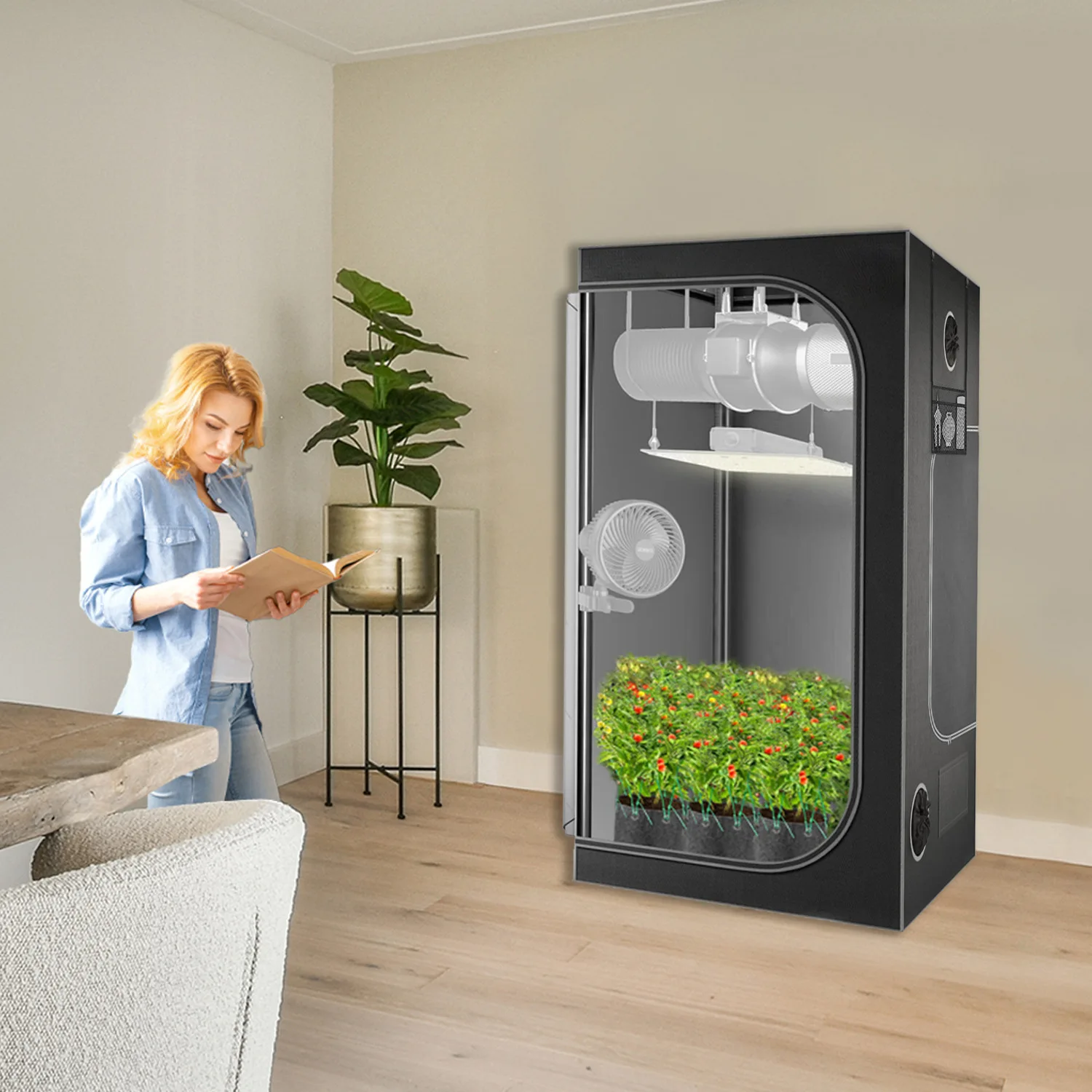 Oxford Cloth Reflective Mylar Lining Hydroponic Plant Room For Indoor Flower Vegetable Herb Cultivation WithVent Ports
