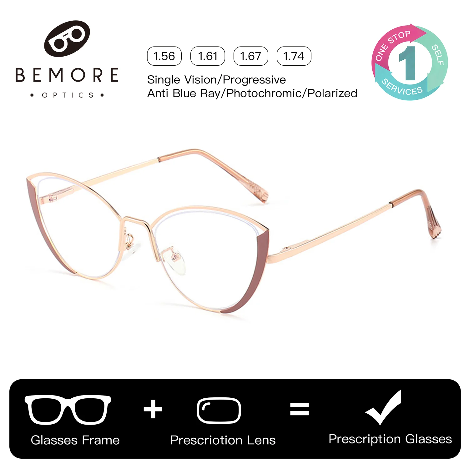 

Очки BEMORE Fashion Cat Eye с диоптриями для женщин, фотохромные, коричневые, в форме бабочки, с защитой от синего света