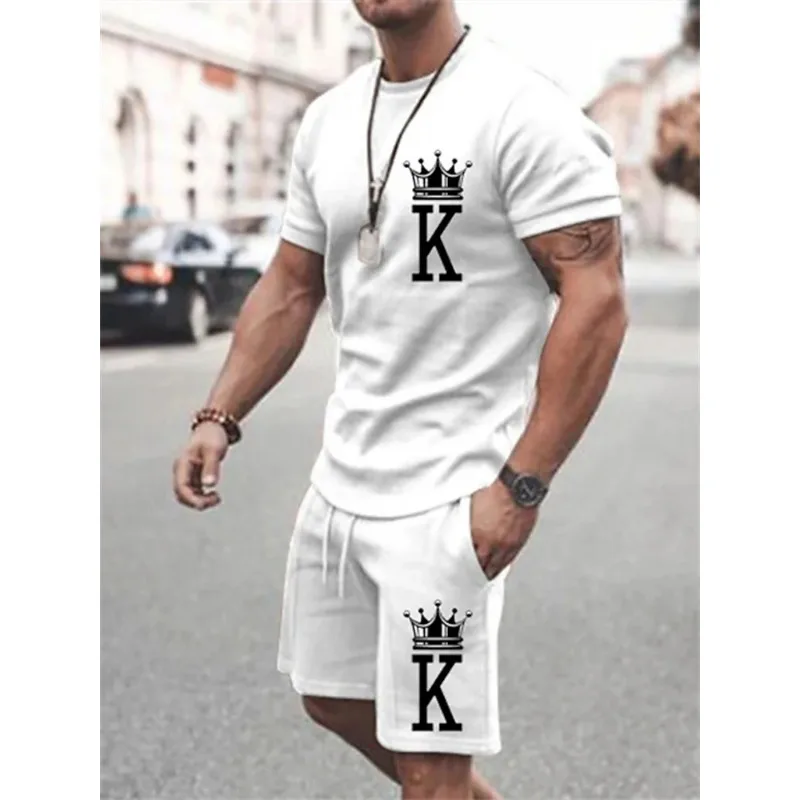 

2026 brand new summer fashion printed fitness and sports loose, breathable, quick-drying round-neck short-sleeved set