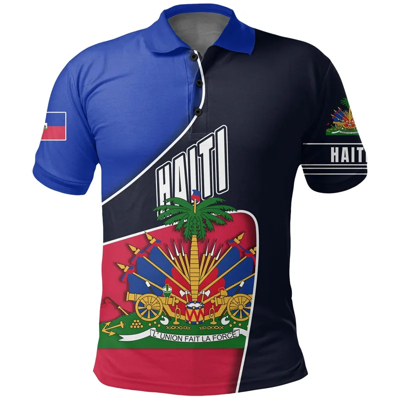 3D Printed Polo Shirts For Men Haiti Flag Dashiki Simple Polo Shirt New Polynesian Short Sleeve Tops Women Kid Casual Clothes