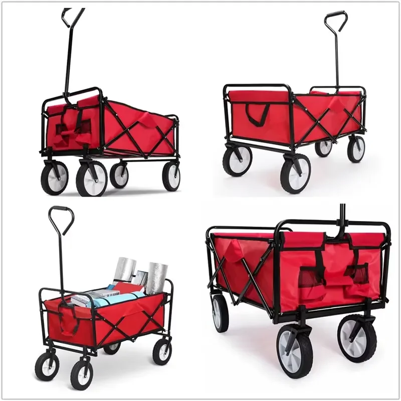 Outdoor Beach Camping Wagon Customizable OEM Four-Wheel Trolley Cart with Platform Structure