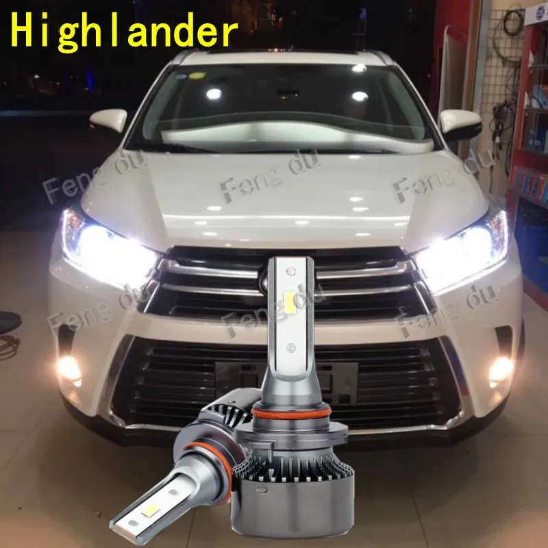 

2Pcs 2009-2021 For Toyota Highlander 6000K LED Car Headlight Bulbs Low Beam High Beam Fog Lamp Light Refit Accessories