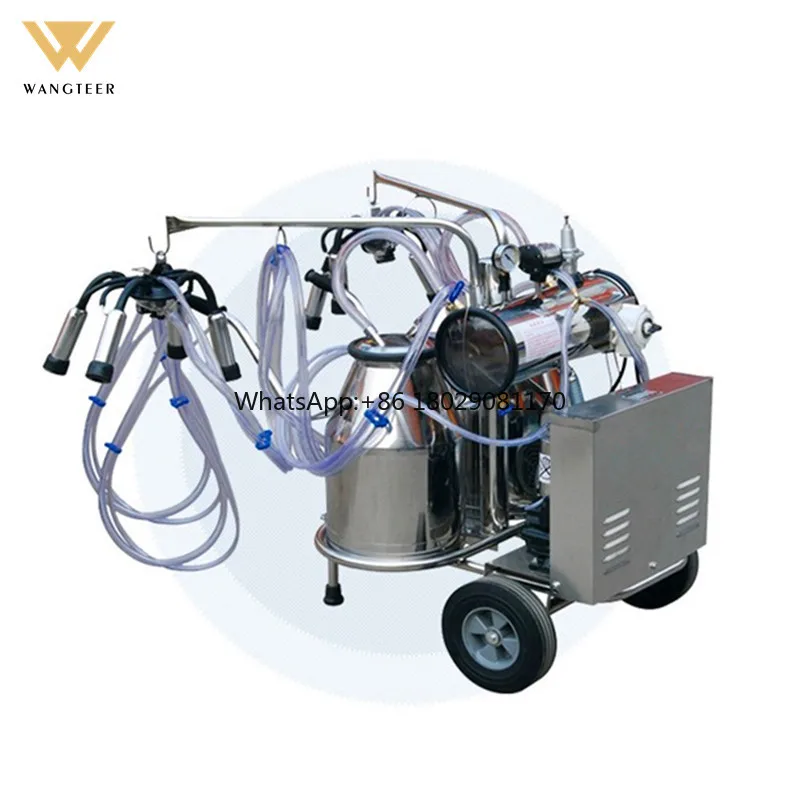 Electric Single  Double Bucket Mobile Dairy Farm Cow Milking Machine