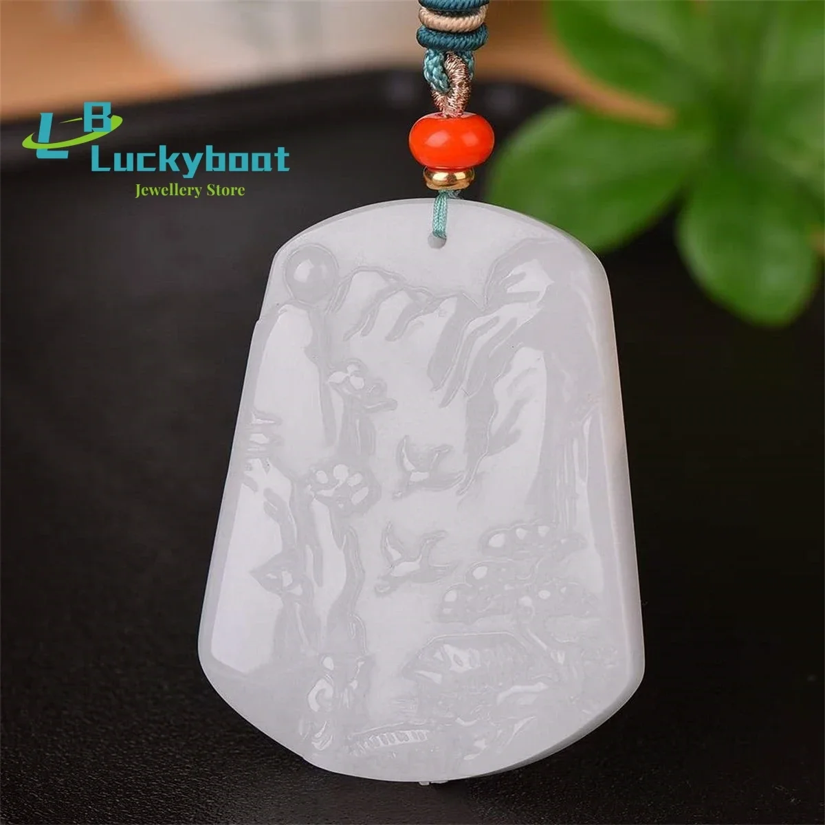 

Natural Gold Silk White Jade Landscape Pendant Simple and Elegant Personality Fashion Versatile for Men and Women