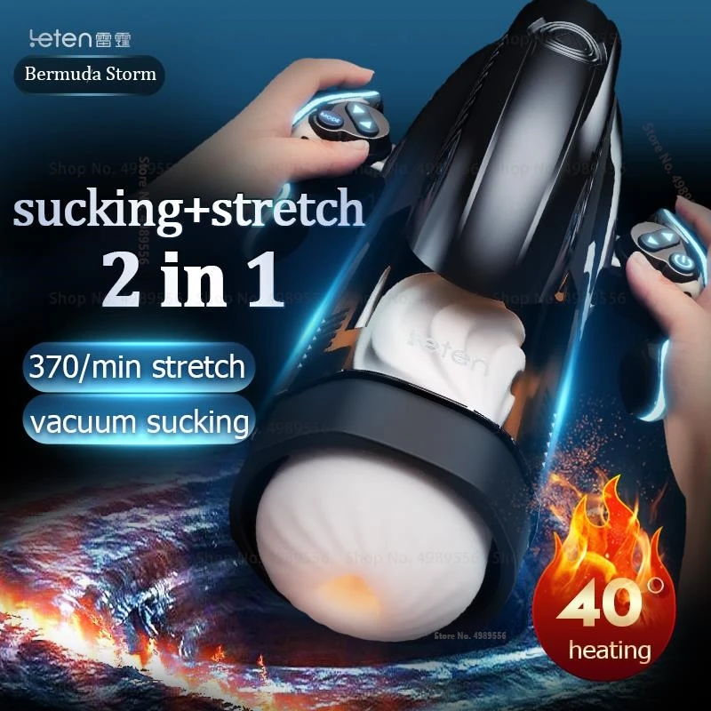 Leten Bermuda Storm 370 keer/min Vliegende Snelheid Zuigen Stretch 2 in 1 Vagina Masturbator Cup Kut Gadgets Seksspeeltjes Mannen Sexshop