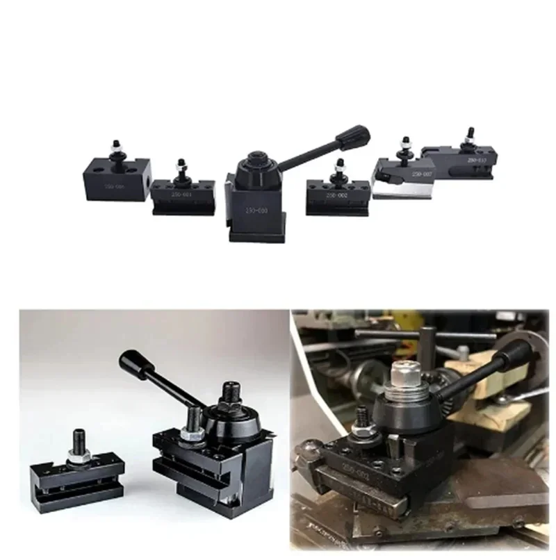 250-001/250-002 Quick Changing Tool Post 6Pcs/Set High Carbon Steel CNC Turning Lathe Tool Holder Boring Milling Cutter Bracket