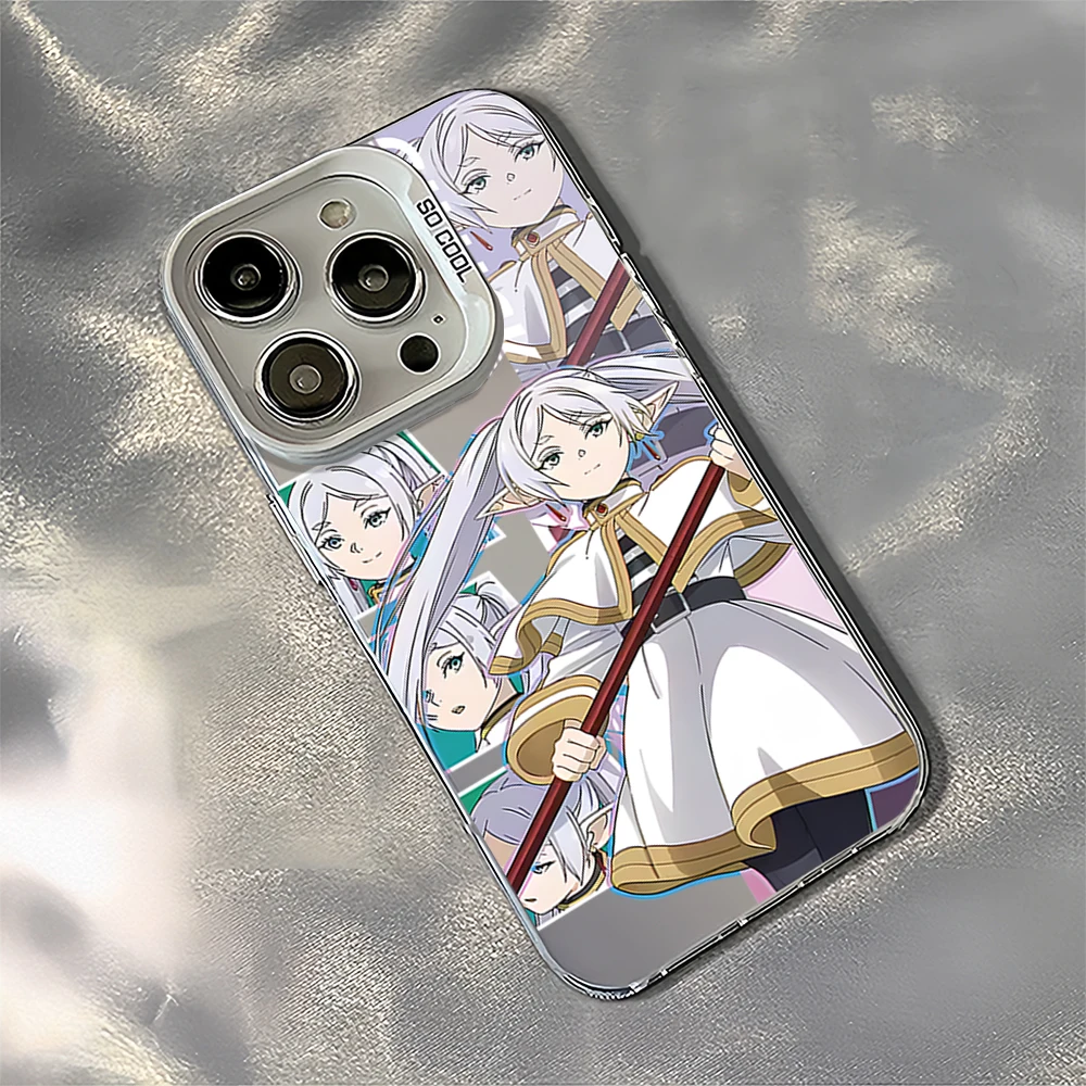 Anime F-Frieren Beyond Journeys End Laser Phone Case for iPhone 12 11 13 14 15 16 Max Pro Plus IMD Shockproof Silicone Coque