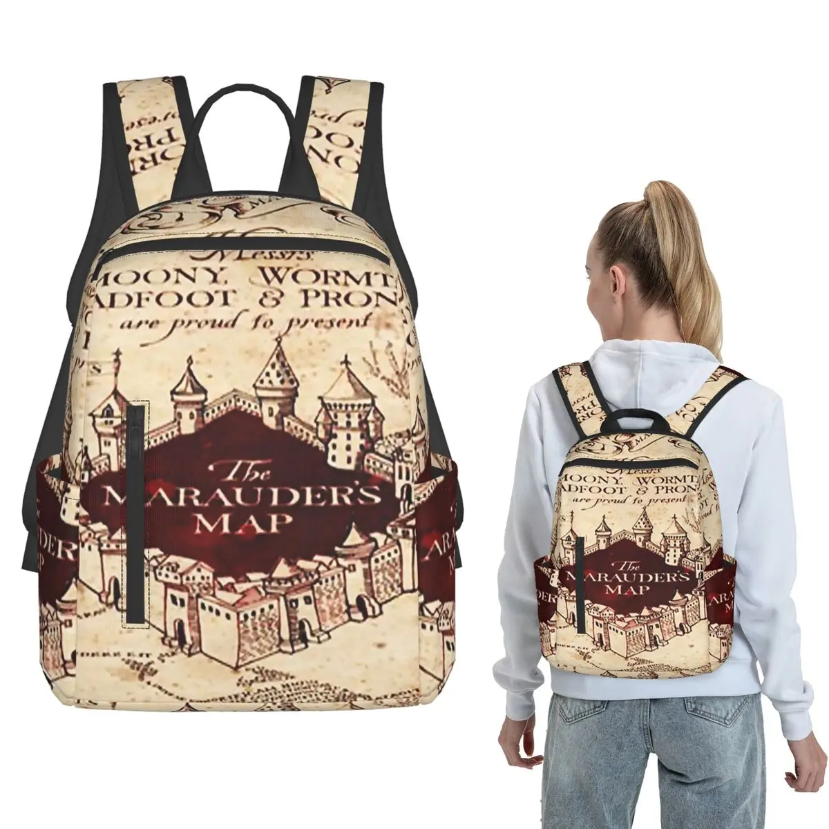 Marauders Magic Map  Backpack Daypack Boys Girls BookBag School Bag Shoulder Bags for Men Women