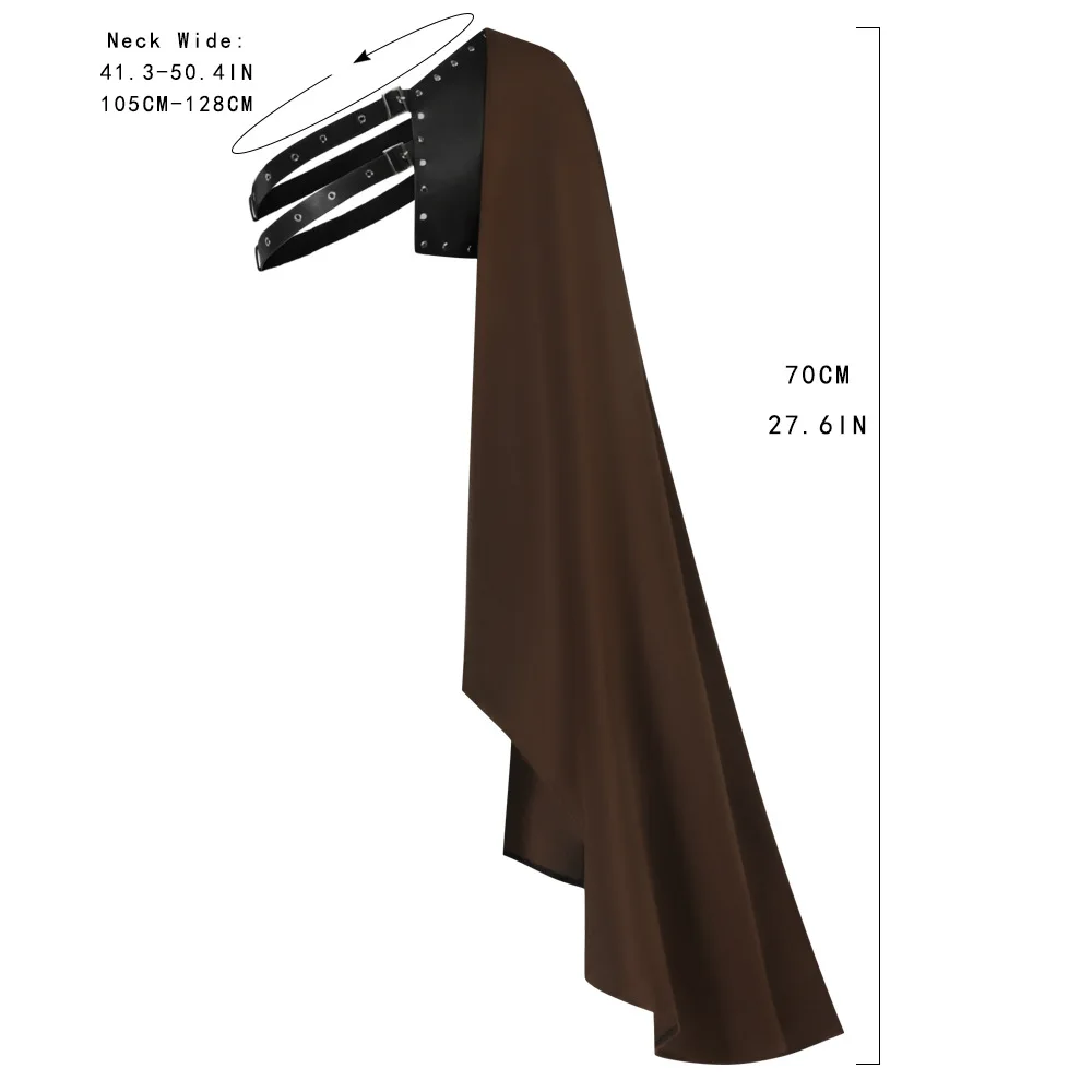 Medieval Single Shoulder Cloak Rivet Shoulder Pad Dual Adjustable Straps Asymmetric Cape Gothic Renaissance Party Cosplay Outfit