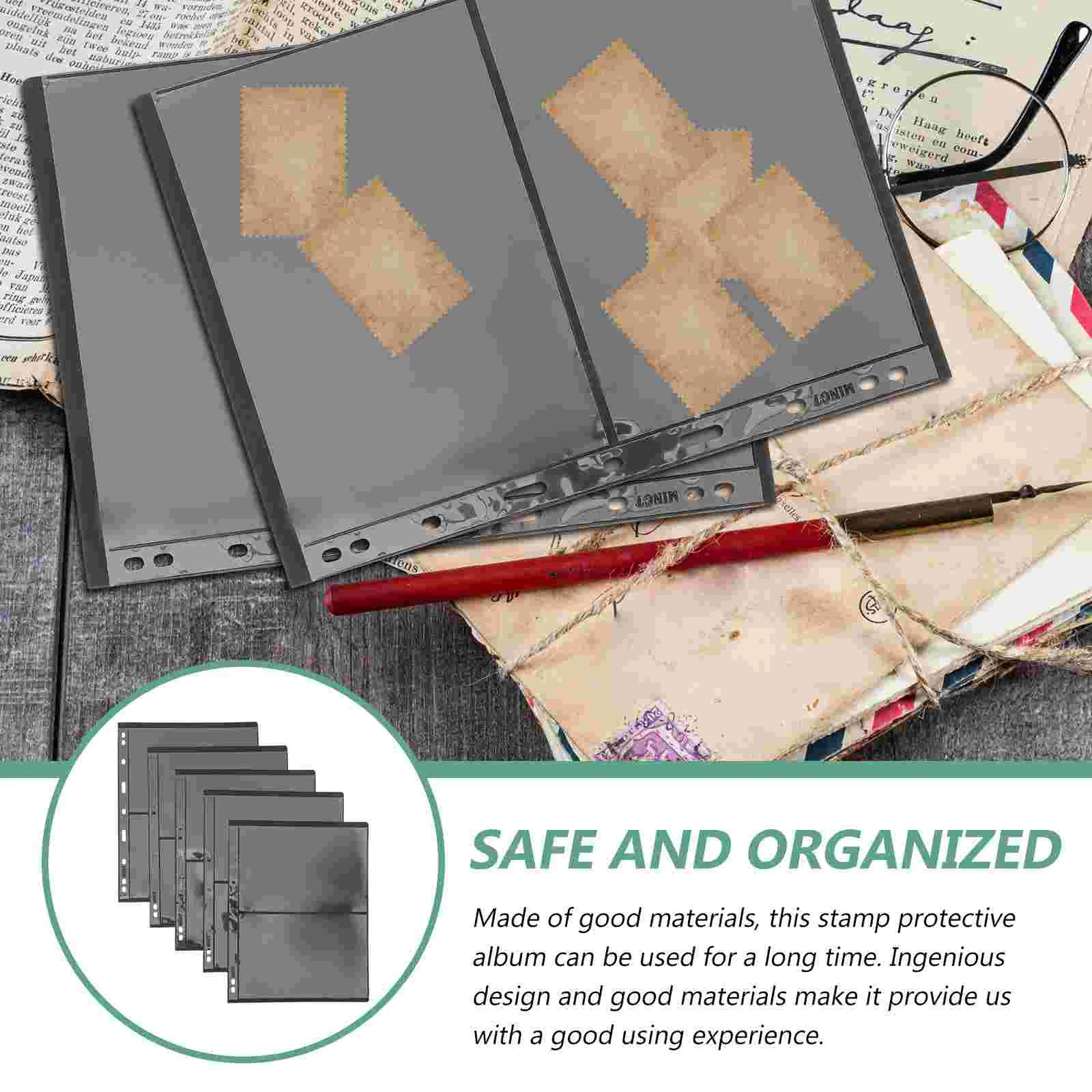 10 Pcs Stamp Collection Album Binders Mailing Nail Stickers Transparent Convenient Holder Inserts Sleeve