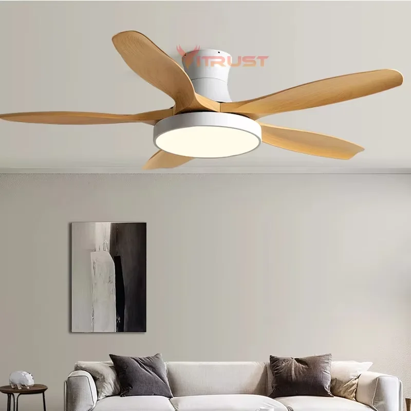 LED Ceiling Fan with Lamp DC Silent Strong Wind Ceiling Fan Light 60inch Ventilator Home Living Room Dining Bedroom Kitchen