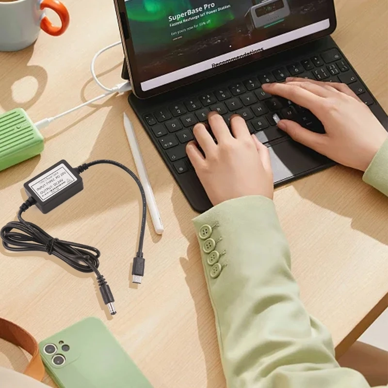 K1AA USB TypeC PD20V TypeC PD12V 15 فولت 20 فولت إلى 24 فولت DC5.5x2.1 مللي متر محول كابل ل 24 فولت