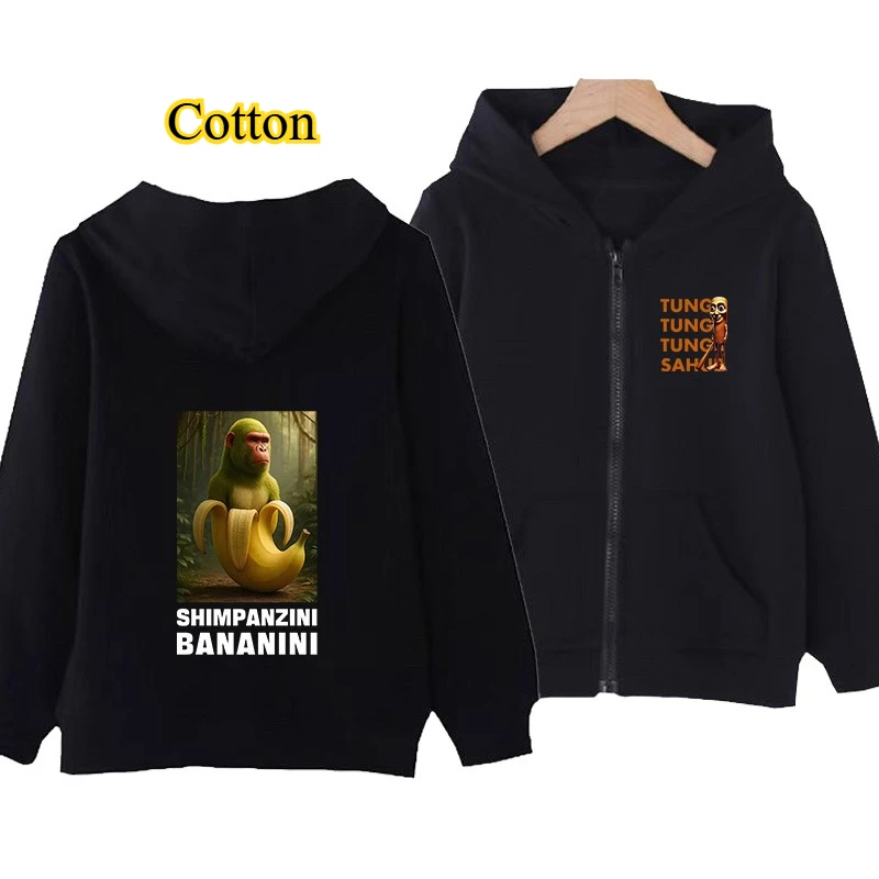 

Shimpanzini Bananini Italian Brainrot Meme COTTON Kids Clothes Spring Autumn Girls Long Sleeve Hoodie Sweatshirt Children Outfit