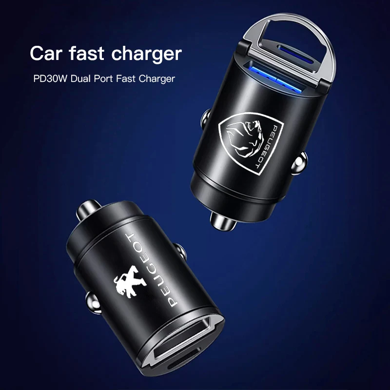 Car Fast Charger USB Type-C Ports Power Adapter Accessories For Peugeot 106 107 205 206 207 208 301 308 307 3008 5008 2008 4008