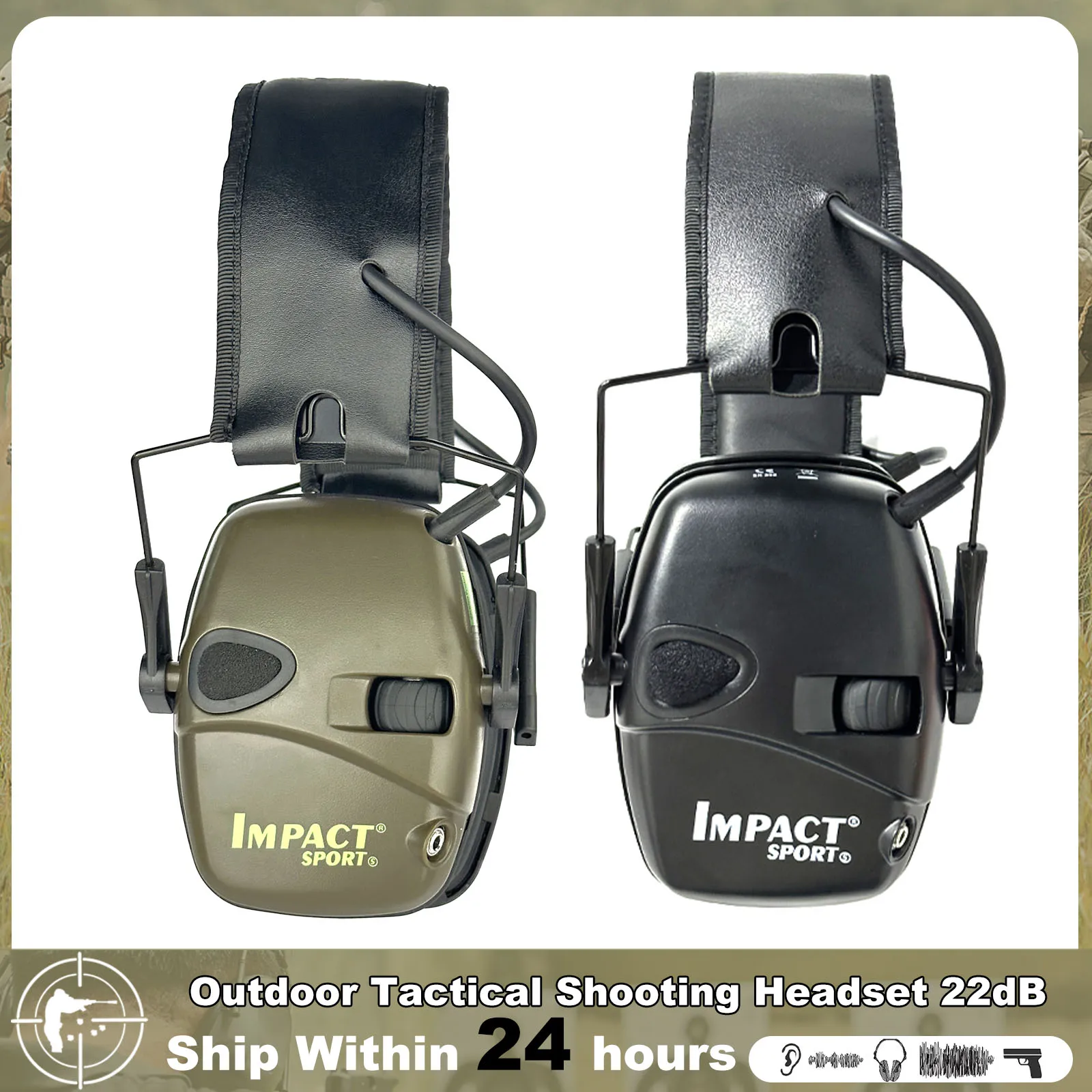 NEW Upgrade Outdoor Honeywell  Howard Leight R-01526 Impact Sport Electronic Shooting Earmuff Protective Headset Foldable 22dB