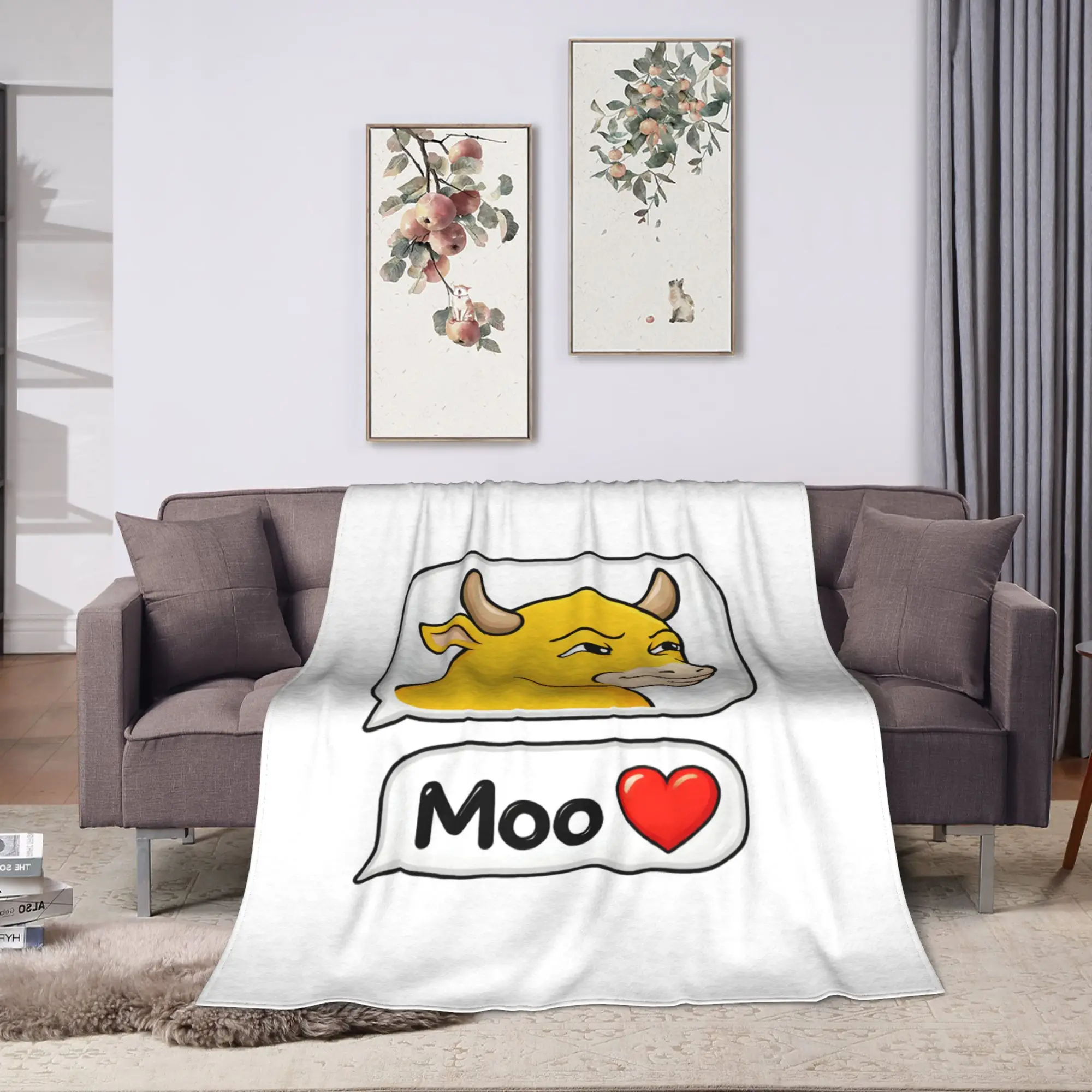 NIU Lai Chinese Cow Internet Viral Meme Flannel Blanket Adults  Soft Cozy Throw Blanket Winter Bedroom Bedspread Sofa Bed Cover