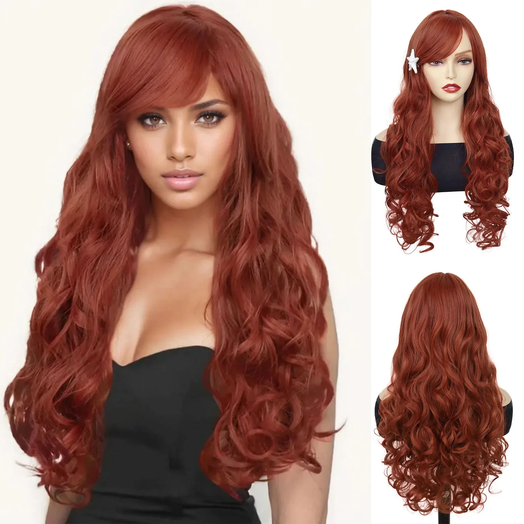 

GNIMEGIL Synthetic Auburn Wigs for Women Long Wavy Wig Cospaly Mermaid Halloween Costume Wig Anime Theme Party Heat Resistant