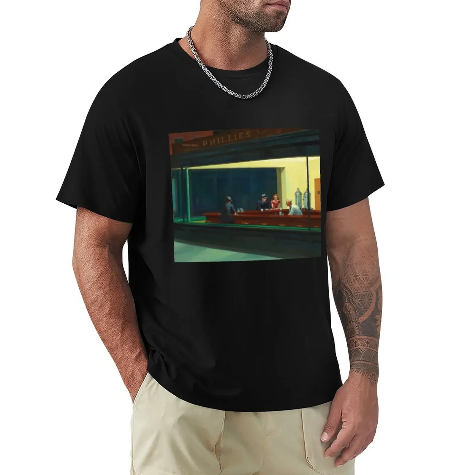 Nighthawks, Edward Hopper, Night Owl, Classic Painting T-Shirt man t shirt mens t shirt