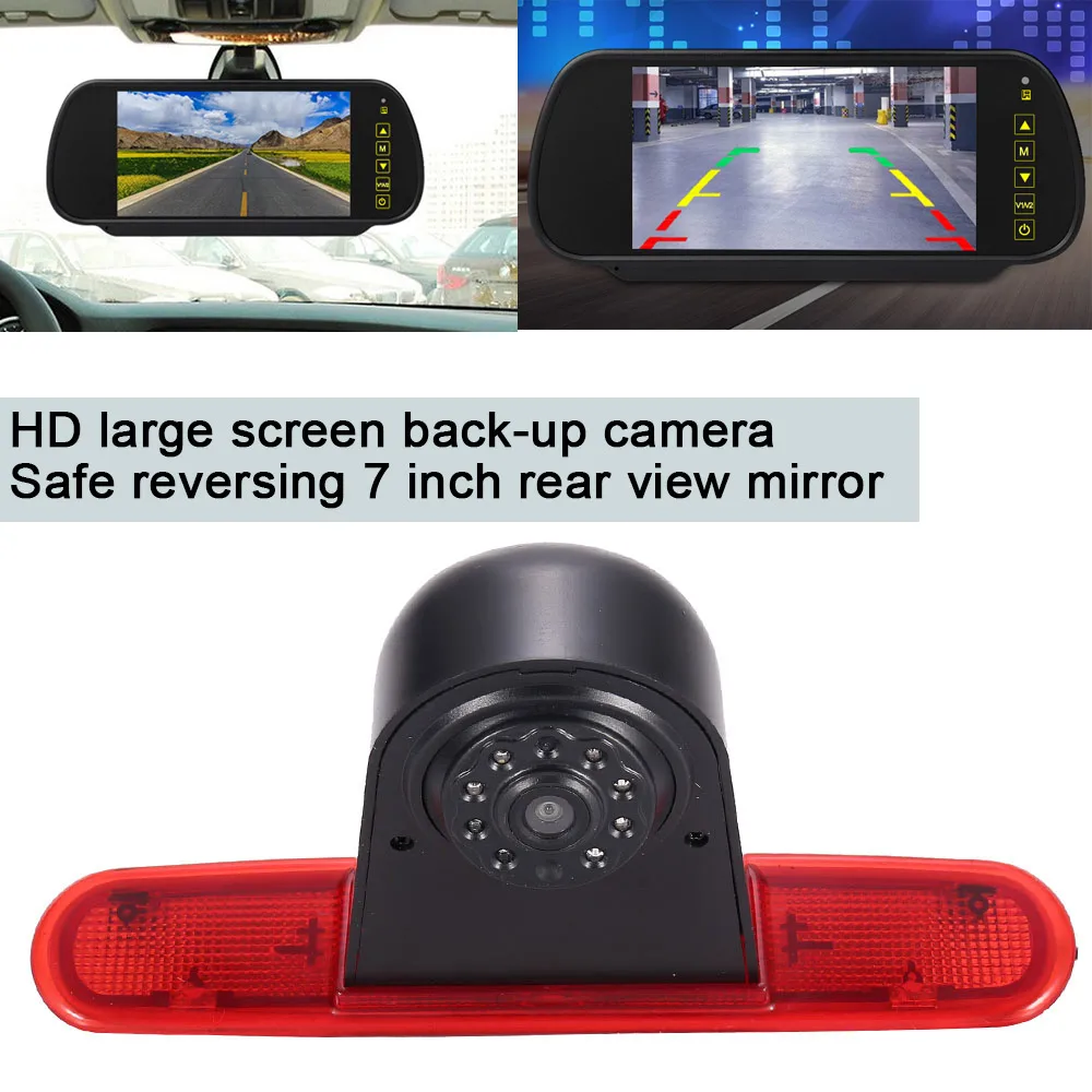 

Navinio CCD Chip Car reverse camera +7"Mirror for Fiat Doblo 263 van 2010-Present Business brake stop lamp light HD waterproof