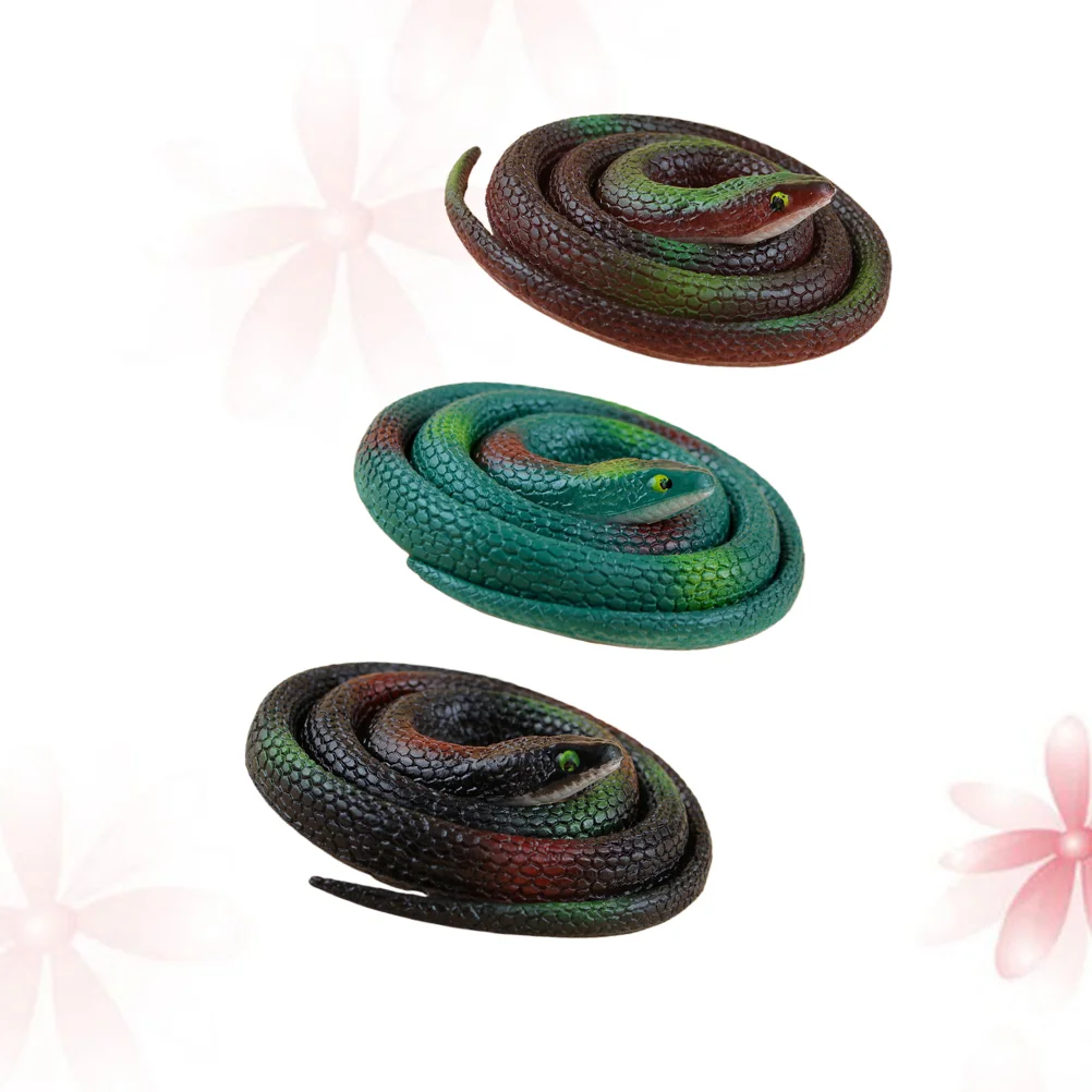 

3 Pcs Rainforest Fake Snake Model Reptile Toys Wiggle Fake Prop Realistic Party Snakes Rubber Simulated Favor Drive Away Birds