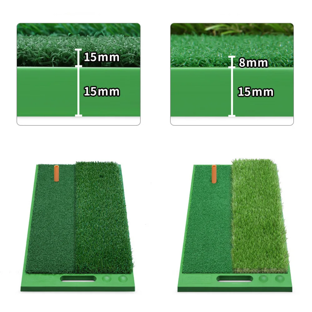 PGM Golf Double Grass Strike Pads TPE Soft Bottom Handheld Golf Practice Pads  Artificial Grass Golf Swing Practice Accessories