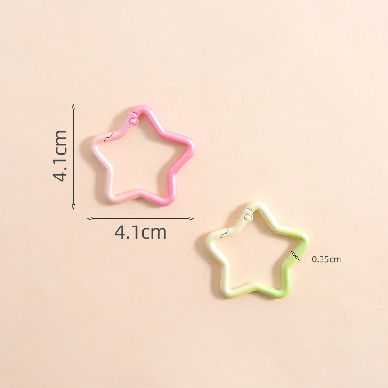 5 Stück/Set Farbverlauf-Schlüsselanhänger in Sternform, Niedliche Schlüsselanhänger mit Karabinerhaken für DIY-Schmuckherstellung und Zubehör – Detail 1