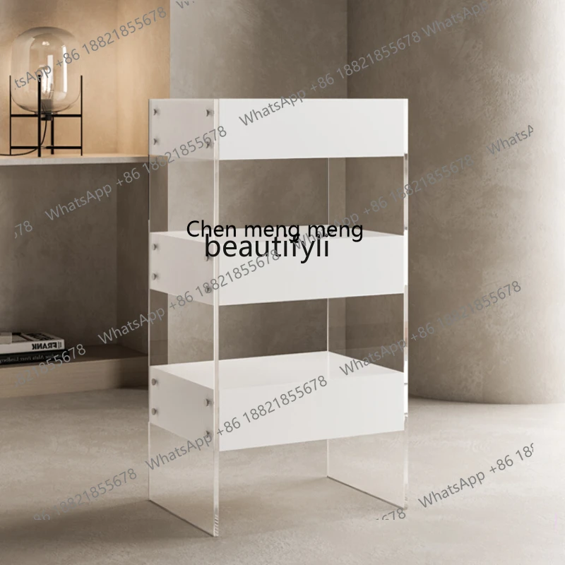 

X Acrylic Side Cabinet Storage Cabinet Floor Double Deck and Multi-Layer Storage Cabinet Creative Shelf Room