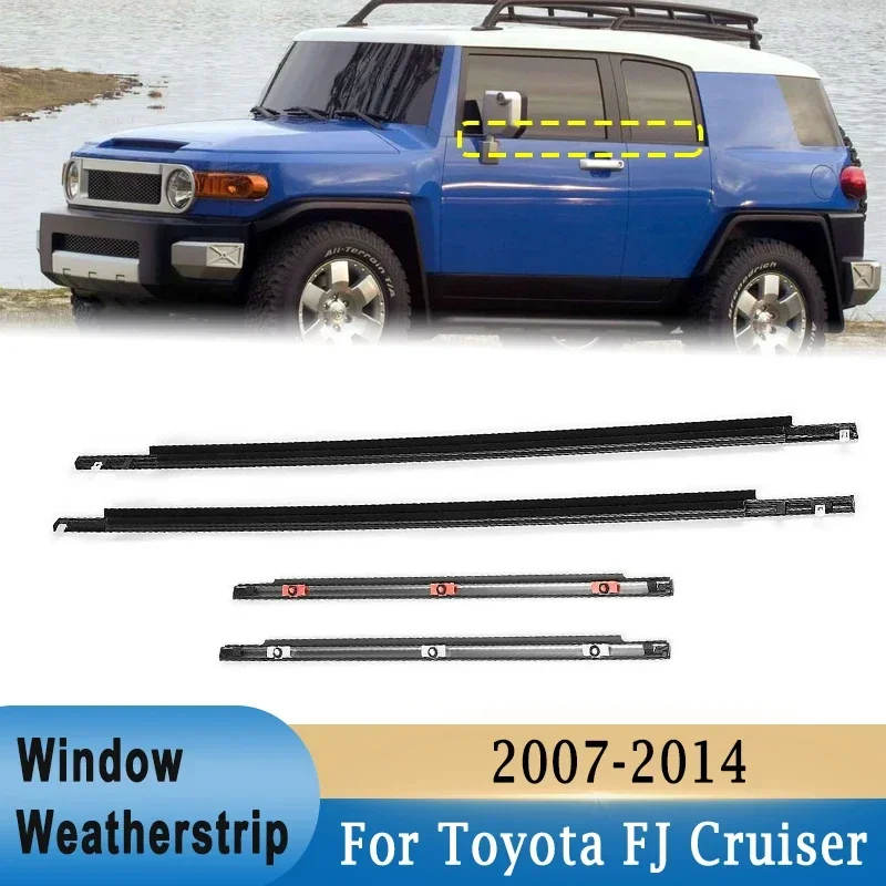 

For Toyota FJ Cruiser 2007-2014 FRONT & REAR Window Weatherstrip Side Door Outer Glass Molding Trim Sealing Belts Black