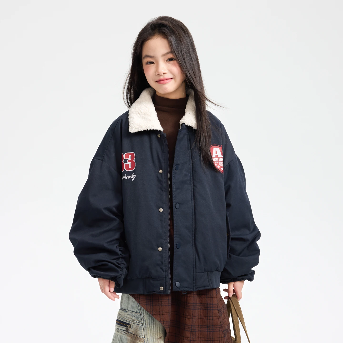 

Thickened Down Coat Boys Girls Jacket Toddler Vintage Anorak Jacket for Child American Retro Loose Fit Hip Hop Coat Streetwear