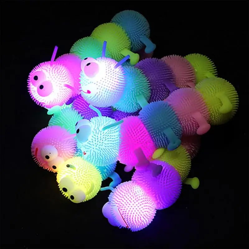 Kawaii Luminous Caterpillar Sensory Toy Fidget Toy Puzzle Vent Anti-Anxiety Squeeze Toy For Children Adult Stress Relief Toy