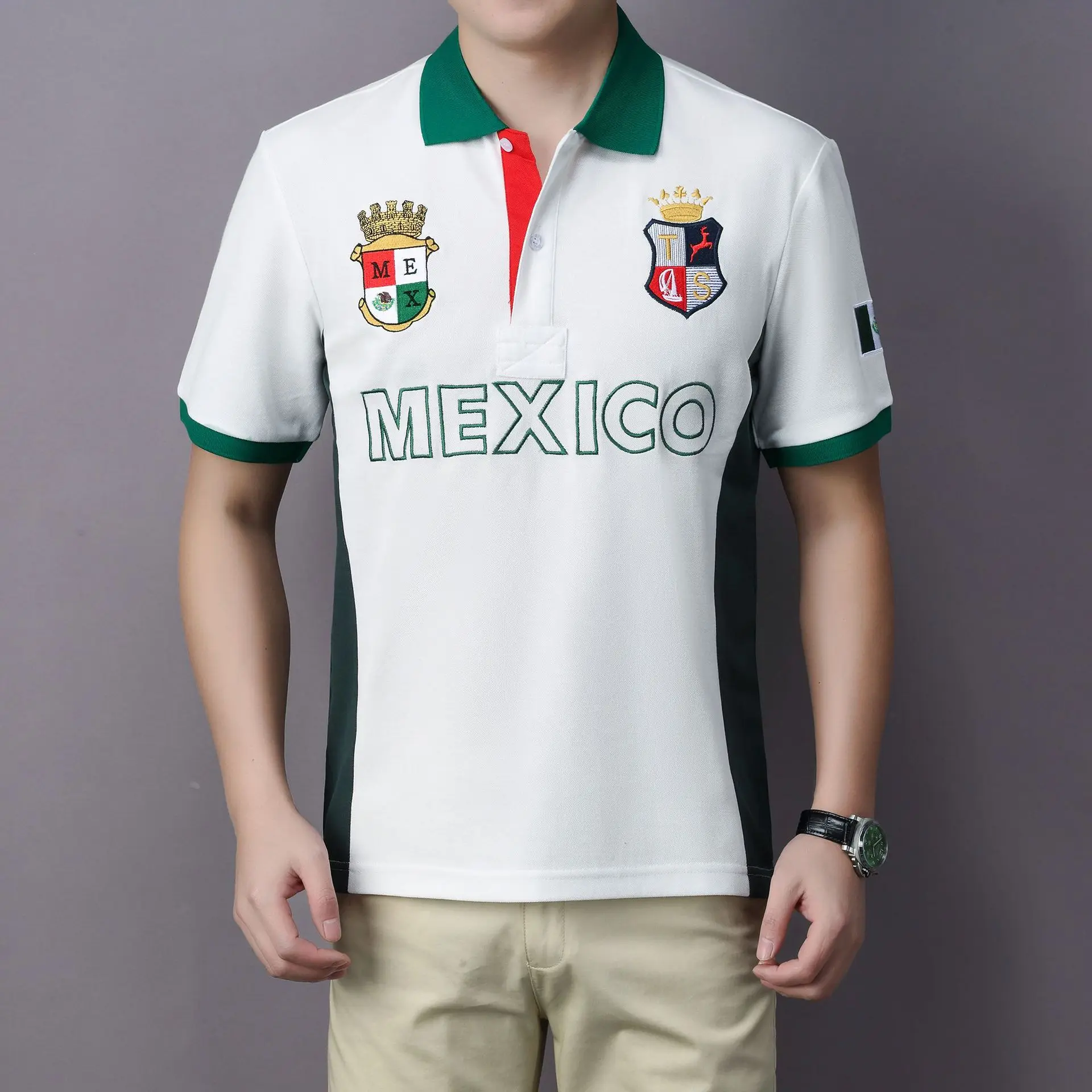 Men\'s Polo Shirt Mexican Mysterious Cactus Charm Plus Size Mexico Embroidery Short Sleeve Lapel Sports Casual Fashion Oversize