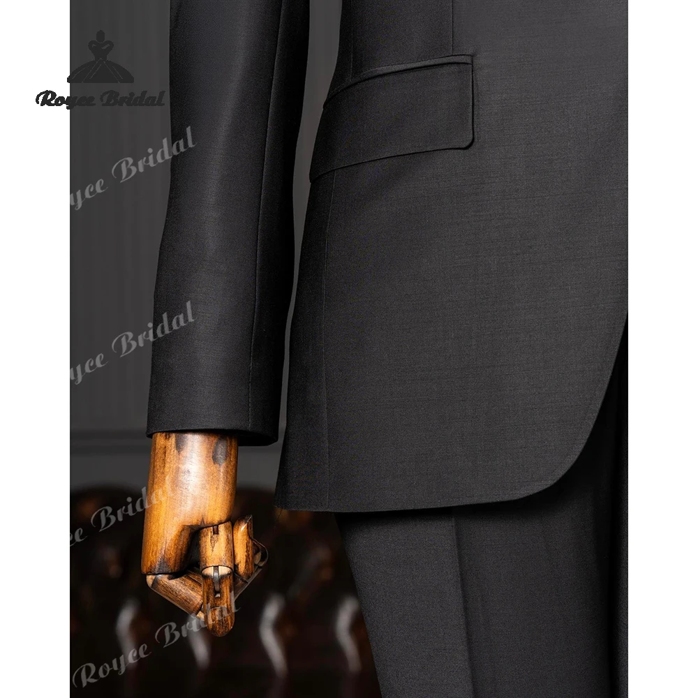 Czarny garnitur ślubny męski z klapami w szpic, jednorzędowy, dwuczęściowy garnitur biznesowy wieczorowy 2026, szyty na miarę trajes para hombre