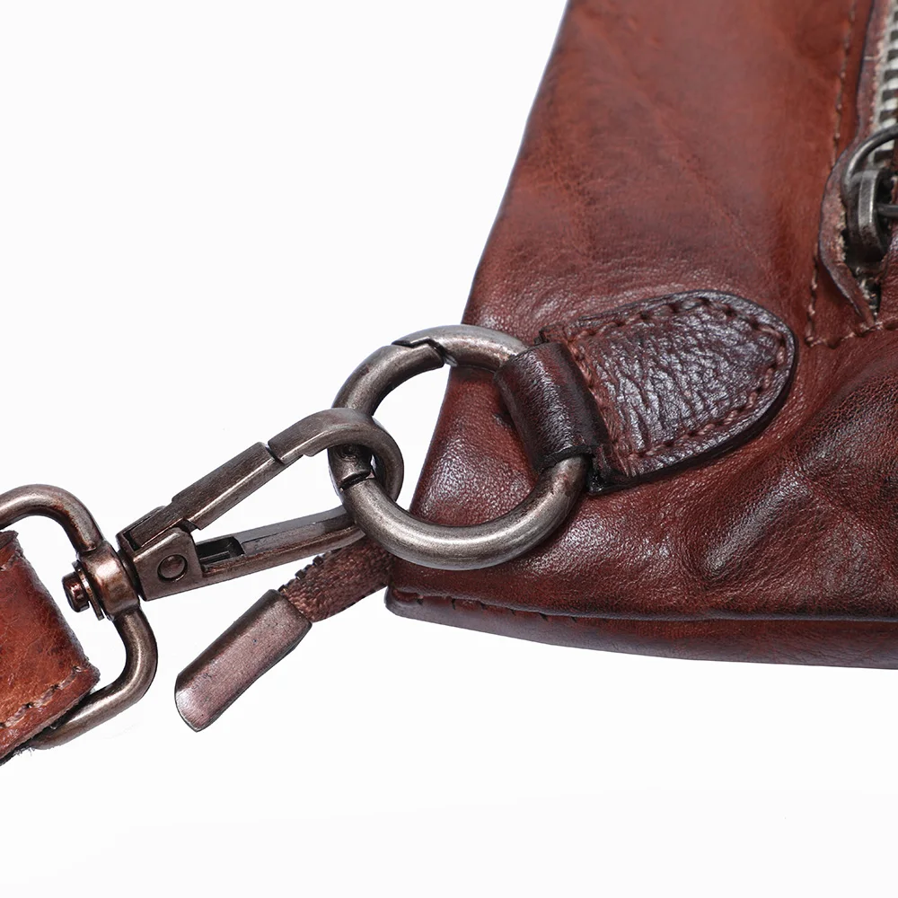 S.WORKER Vintage Echtleder Herren-Clutch-Tasche, Schultertasche, Handgefertigte Mini-Handtasche für Handy & Schlüssel – Detail 16