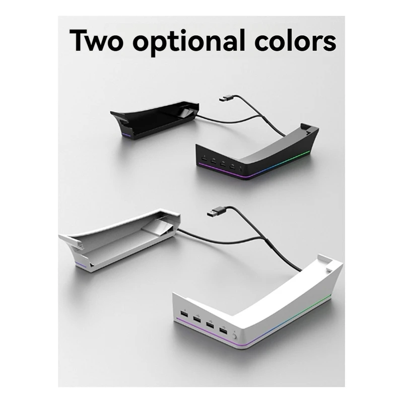 For PS5 Slim/Pro Stand With Light Modes, 4 USB Hubs - Enhanced Storage & Display