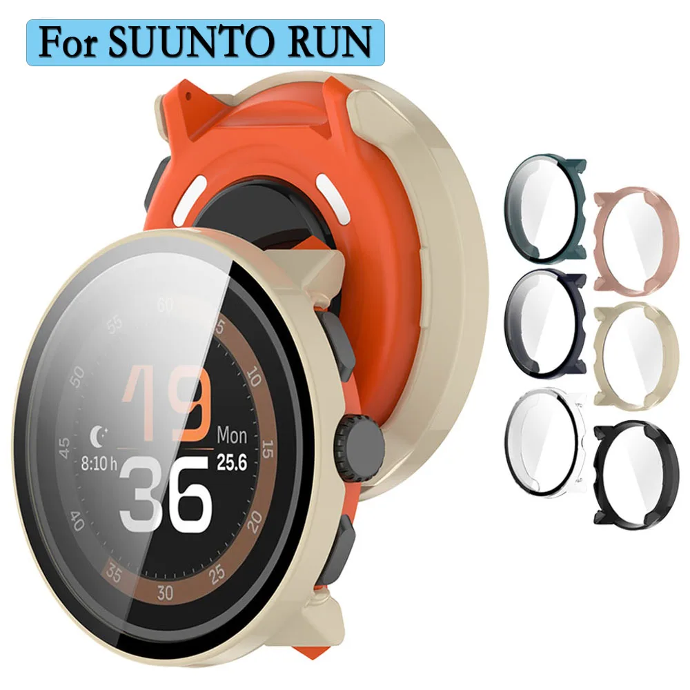 

For SUUNTO RUN Watch Shell 2-in-1 Watch Case+Tempered Glass Hard Cover With Screen Protector Film PC Watch Protection