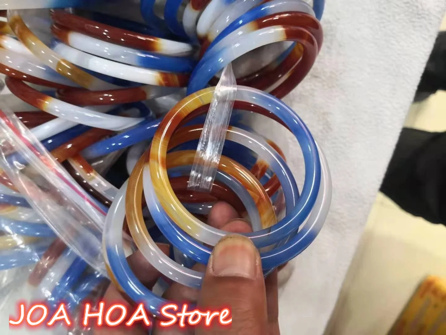 Natural Agate Hand-carved 3-Color Bracelet Jade Jewelry