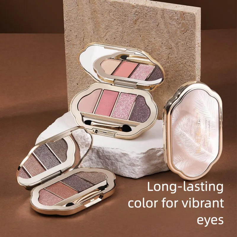 Palette di ombretti opachi con diamanti a quattro colori Little Bear Pearl, ombretto a 4 colori