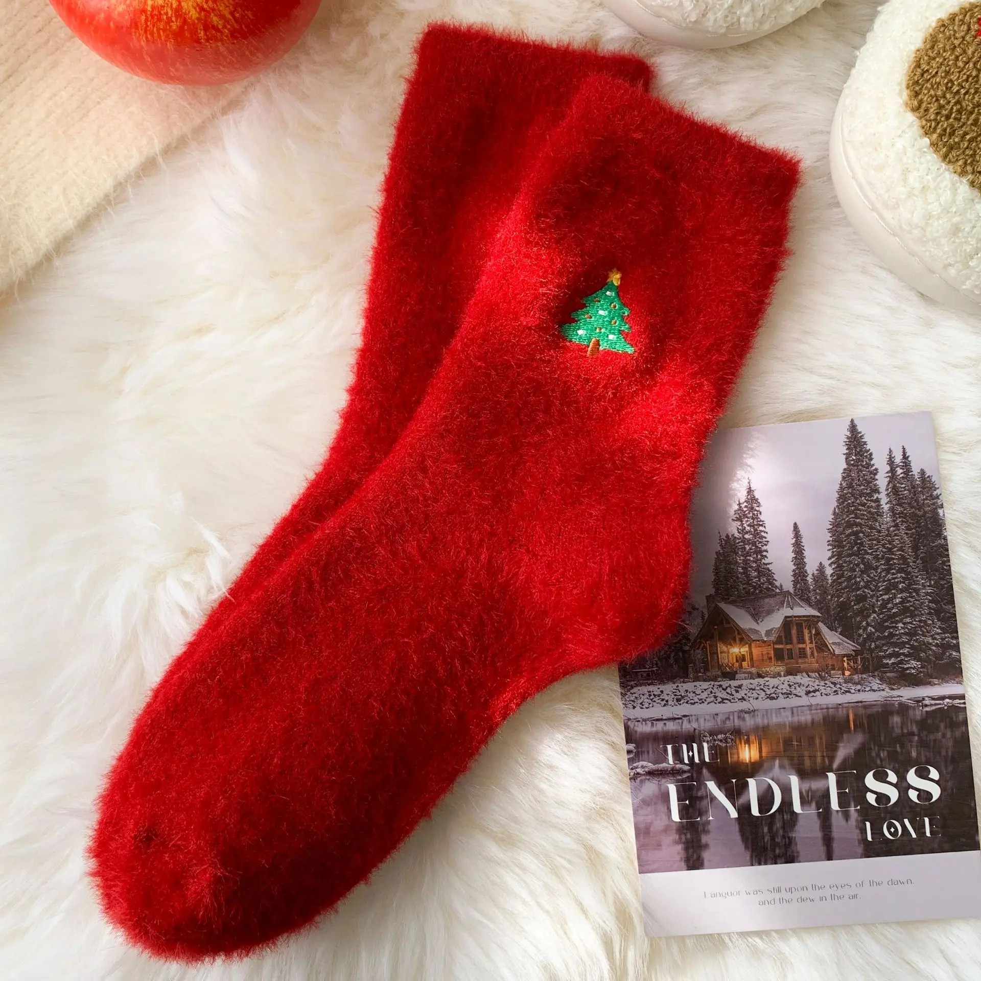 5 أزواج المرأة عيد الميلاد الجوارب الشتاء الصوف الحراري منتصف العجل التطريز ثلج سانتا كلوز هدية الكريسماس الجوارب