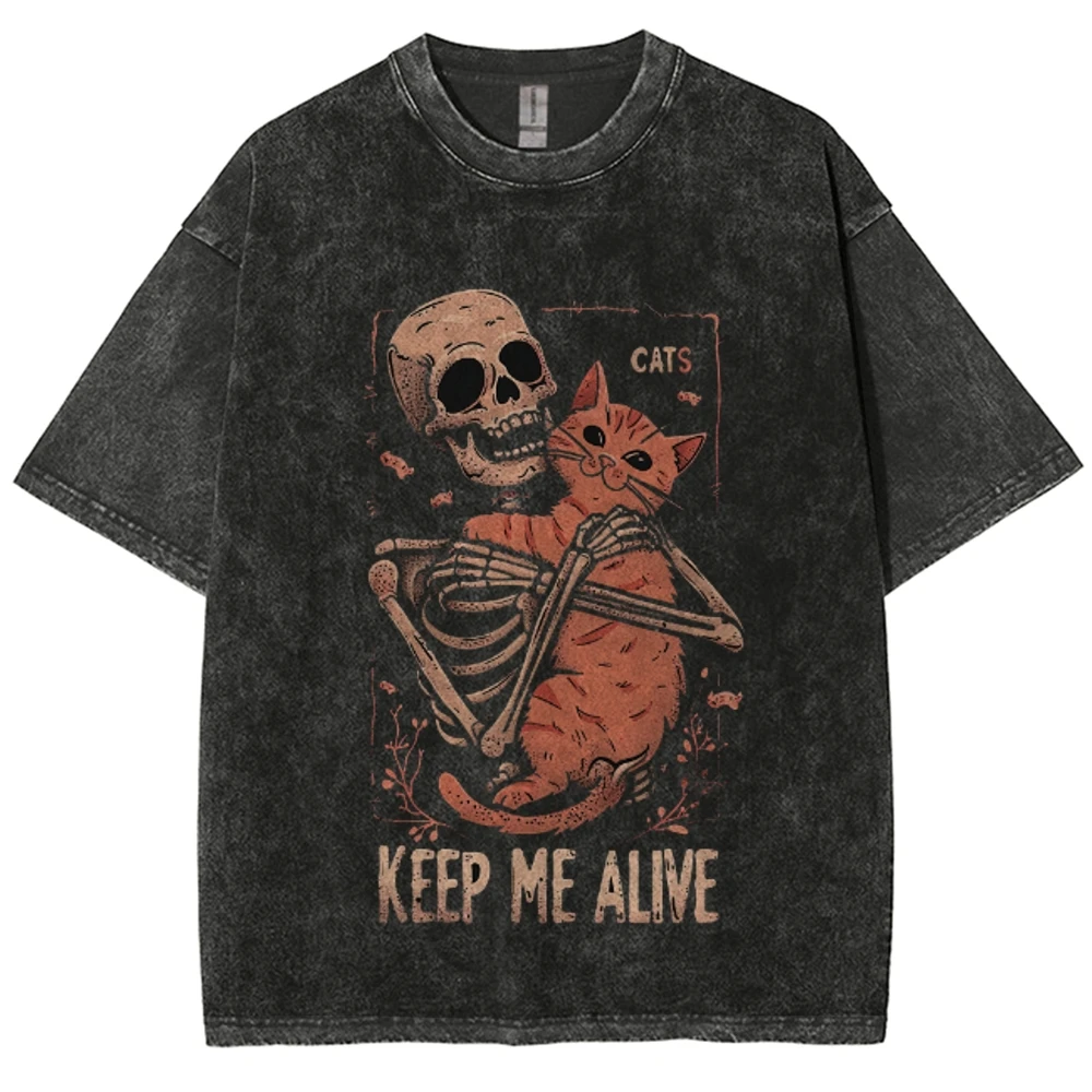 

Keep Alive Printing T Shirts Easter Style Same Gender Design Summer 2000s Clothes Y2K Oversized Short Sleeved Summer Streetwear