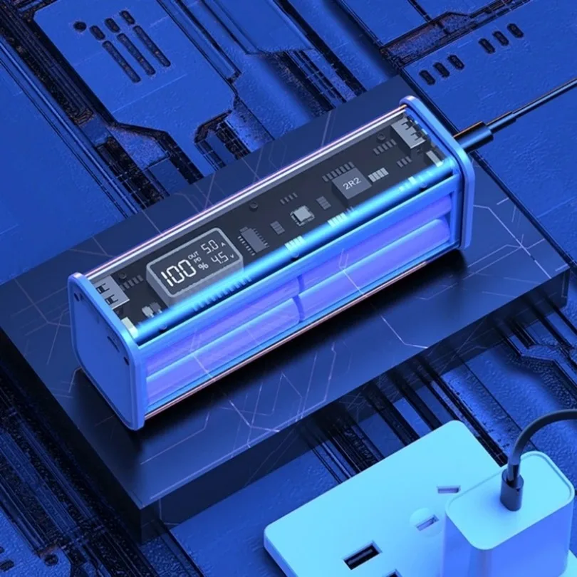 22,5W DIY Batterieladegerät-Gehäuse Transparentes PD-Schnellladegerät-Gehäuse zum Schweißen für 8 Stück 18650 Polymer 20000mAh Akku-Ladebox – Detail 4