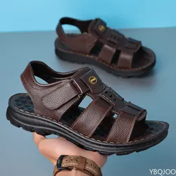 Genuine Leather Men Sandals Male Summer Shoes Outdoor Casual Sandal Cowhide Beach Shoes Classic Non-slip Men's Sandles